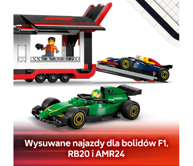 LEGO Ciy 60445 Ciężarówka z bolidami RB20 i AMR24 F1 - 1298087 - zdjęcie 6